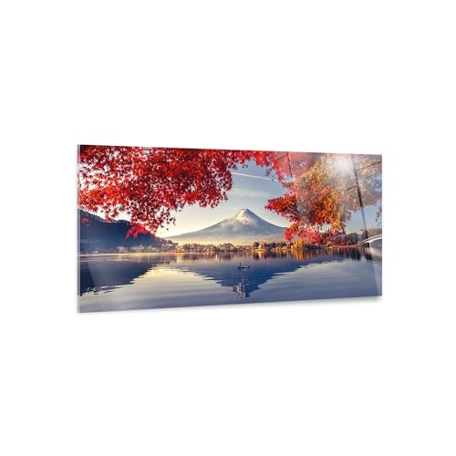 Giallobus - Quadro - Paesaggio - Monte Fuji - Vetro Acrilico - 100x50 - Pronto da Appendere - Quadri Moderni per la casa