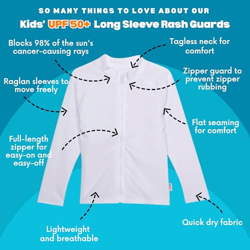 Image of SwimZip UPF 50+ Long Sleeve Rash Guard for Boys' and Girls' - Baby, Toddler, Kids