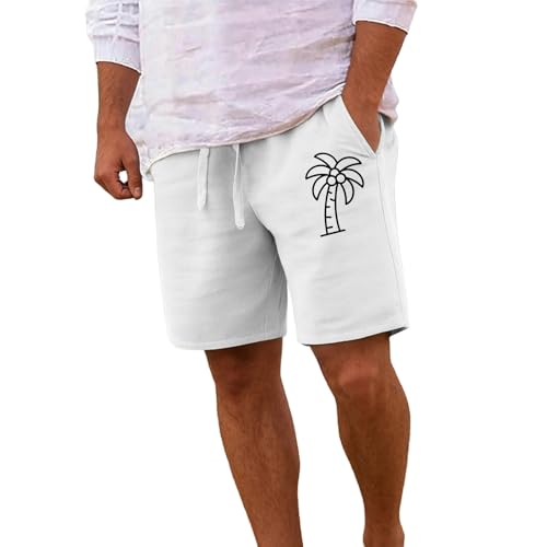 Pantalones Cortos Hombre Verano Estampados Transpirables Cómodos Playa Libre Casuales (White, XXXXXL) c100