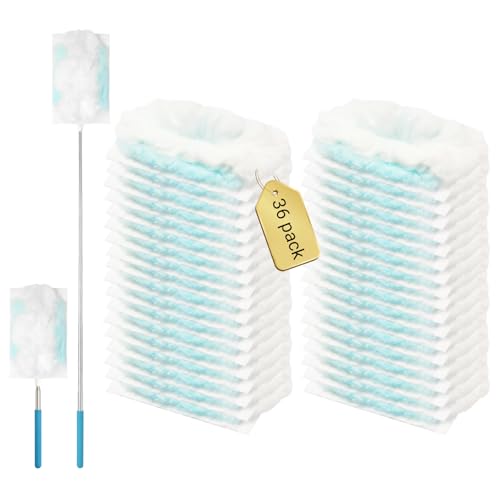 36 Pack 180° Duster Refills for Swiffer Duster Kit, with 1 Telescoping Handle for Multi Surface Dusters Heavy Duty Refill, 4X Electrostatic for Cleaning Furniture, Blinds, Electronic, Glass, Car.