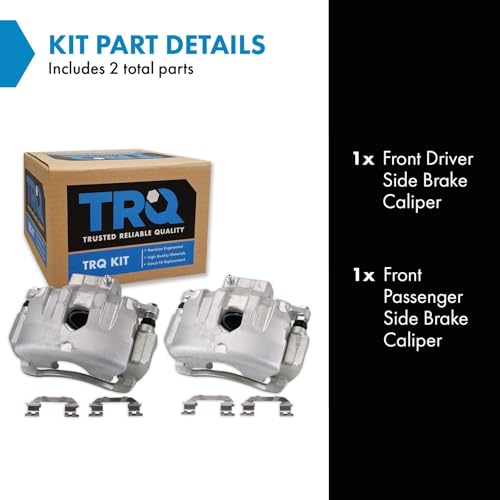 Image of TRQ Front Brake Caliper Set Zinc Coated Brackets Hardware Compatible with 2011-2013 Kia Optima