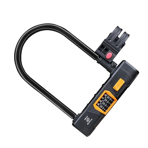 Akso Aoyupe Black Silicone 4-Digit Resettable Combination Heavy Duty Anti-Theft Locks,Keyless Lock for Outdoor,U-Lock with Sturdy Mounting Bracket?for Motorcycle, Ebikes?1 Set?