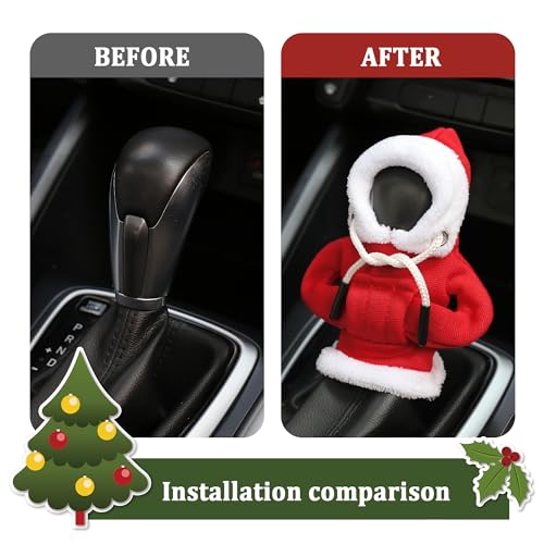 Image of OFBAND Hoodie Car Gear Shift Cover,Christmas Car Decor Gear Shift Knob Cover for Manual /Automatic Shift Knob,Universal Interior Car Accessories Hoodie for Gearr Shifter Knobs (Christmas Red)