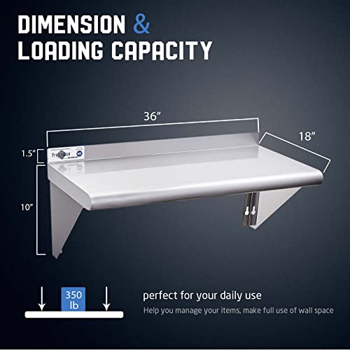 Image of Profeeshaw NSF Stainless Steel Shelf 18 inch x 36 inch, Commercial Wall Shelving