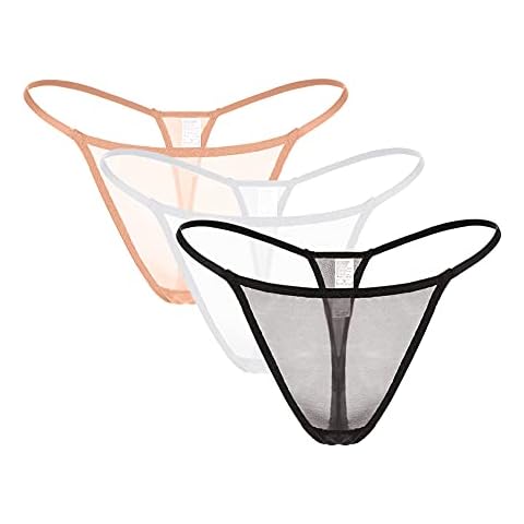 Women's Lace Sexy Thong G-Strings Mesh Low Rise Underwear See Through Panty Cover