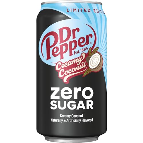 Dr Pepper Zero Sugar Creamy Coconut Soda, 12 fl oz cans, 12 Pack