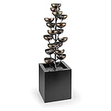 RELAX: Fontana da interni ed esterni con effetto altamente rilassante, grazie al gioco d'acqua su 17 vasche. Collocabile sia al chiuso che all'aperto, con struttura realizzata completamente in metallo con effetto ottone.