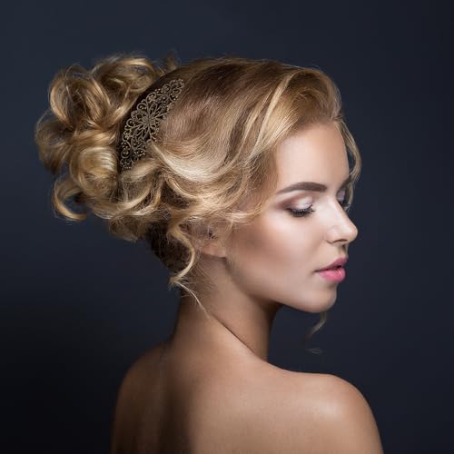 Pasadores de pelo retro de bronce con metal labrado para mujer 4