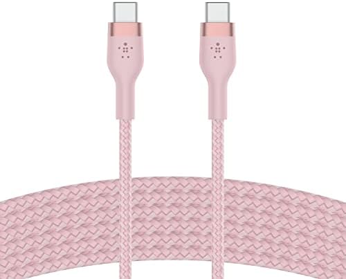 Belkin BoostCharge Pro Flex Braided USB Type C to C Cable (3M/10FT), USB-IF Certified Power Delivery PD Fast Charging Cable for MacBook Pro, iPad Pro, Galaxy S21, Ultra, Plus and More - Black