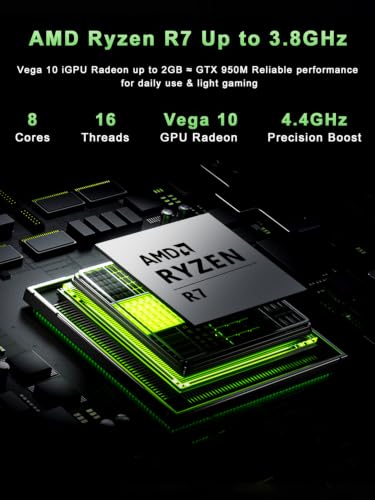 Image of XNQ Gaming Laptop 2026, AMD Ryzen 7, 15.6inch Laptop Computer, 8C /16T, Up to 4.1GHz, 20GB RAM 512GB SSD, Radeon Vega 10 Graphics, Win 11 pro, Up to 2TB, IPS 1080p FHD, 6000mAh, WiFi 5, Backlit,