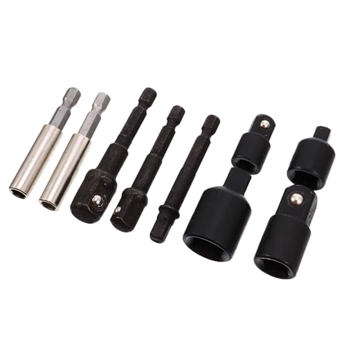 Gatuida Kit 9 Pièces D’Adaptateurs pour Perceuse à Percussion Têtes Hexagonales vers Carrées en Acier Électroplaqué Rallonge de Tige pour Embouts de Tournevis Accessoires Pratiques
