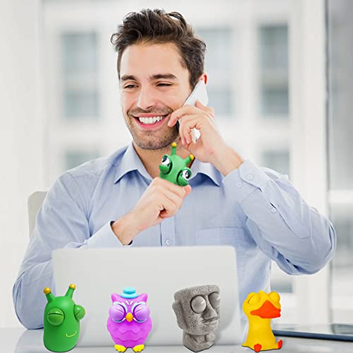 Squishy Squeeze 4 Stück - Popping Eyes Squeeze Toys, Stressbälle, Anti Stress Spielzeug für Erwachsene und Kinder