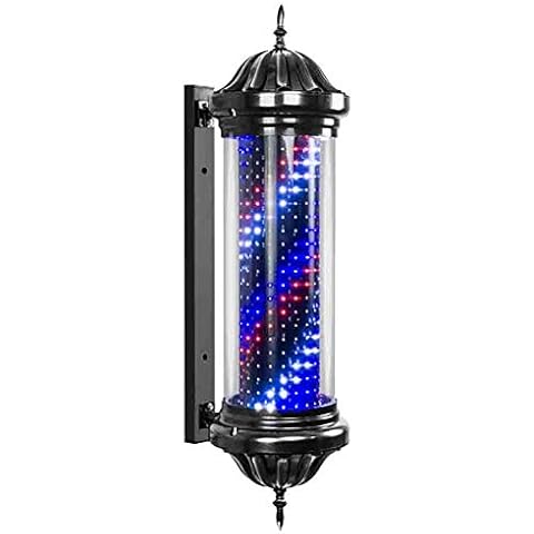 YAMAXUN Barbers Pole Light Beauty Salon Outdoor Wall Semicircular Wall Lamp Barber Shop LED Waterproof Rotating Sign Light 110/220V Cover