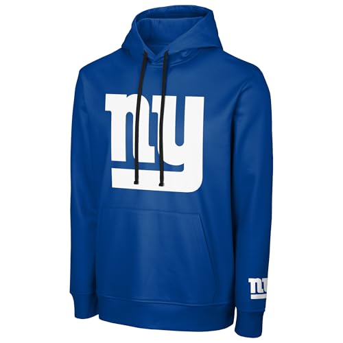 FOCO NFL Mens Official Sideline Primary Logo Performance Pullover Hoodie Sweatshirt (US Alpha Small Regular Regular New York Giants - Blue)