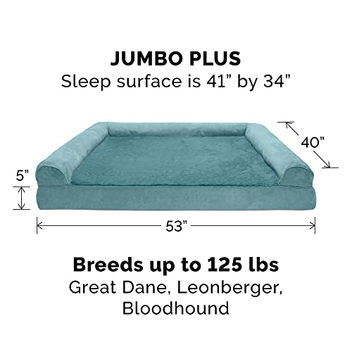 Image of Furhaven Orthopedic Dog Bed for Large Dogs w / Removable Bolsters & Washable Cover, For Dogs Up to 125 lbs - Plush & Suede Sofa - Deep Pool, Jumbo Plus /XXL