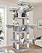 Globlazer Big Cat Tower for Indoor Cats, 80inch Cat Tower for Multiple Adult Cats XXL Cat Tree with Scratching Post, Hammock, 3 Perches, 2 Condos, 2 Hanging Basket, F80, Light Grey