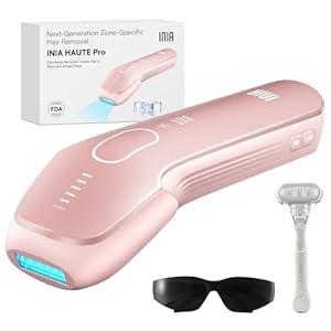 INIA Laser Hair Removal with Ice-Cooling Care for Women and Men, HAUTE Pro Painless at-Home IPL Hair Remover for Coarse Hair in Bikini All Body Areas, Latest Generation for Effective Results (Pink)