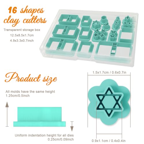 ORIGACH 16 Pcs Book Theme Polymer Clay Cutters Set Earring Clay Cutter DIY Craft Supplies for Earring and Jewelry Making