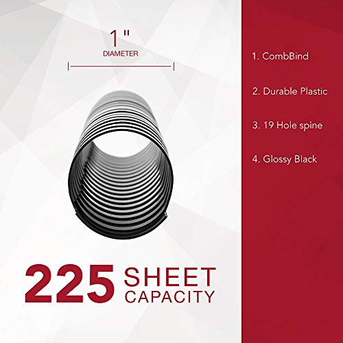 Gbc Binding Spines / Spirals / Coils, 1" Diameter, 225 Sheet Capacity, Combbind, Black, 100 Pack (4000118) #TOP2