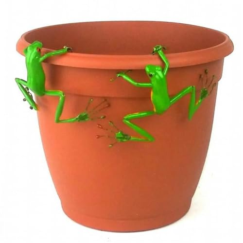 Red Eyed Tree Frog Thin Pot Sitter Hanger, Green - Set of 2