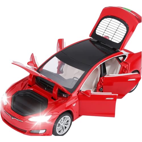 Image of 1:32 Tesla S Model Toy Car Metal Pull Back Diecast Car with Openable Door and Sound Light, Gifts Toys for Kids