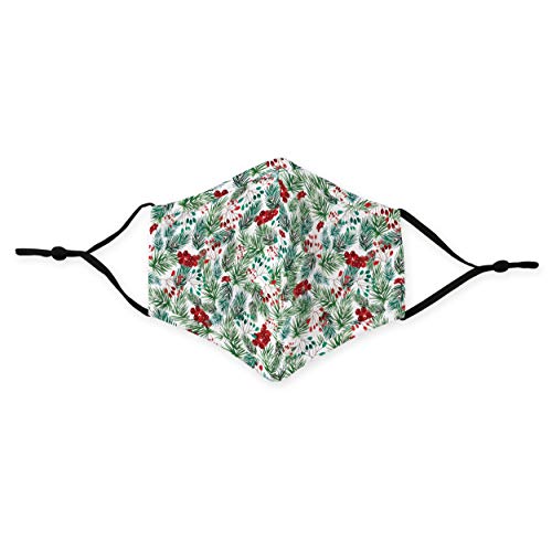 Weddingstar 3-Ply Adult Winter Washable Cloth Face Mask Reusable and Adjustable with Filter Pocket - Winter Berries - Image 3