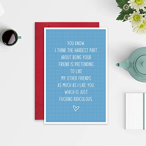 Sarcastic Friendship Card For Bestie, Funny Best Friend Greeting Card, Hardest Part About Being Your Friend #TOP3