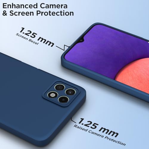 Image of Outlouders Back Cover for Samsung Galaxy A22 5G / F42 5G | Camera Protection | Durable Soft Matte Silicone Bumper Case (Blue)