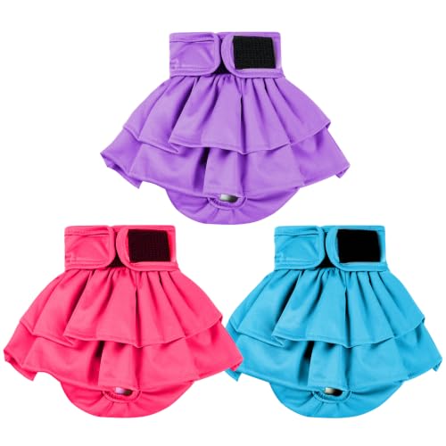 Image of wegreeco Dog Diapers Female (3 Pack), Highly Absorbent Dog Diapers for Female Dogs Washable in Heat, Incontinence, or Excitable Urination (Purple, Blue, Red, X-Large)