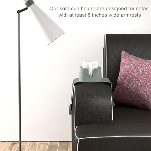 Image of Couch Cup Holder Tray, Multifunction Large Tray Sofa Arm Cup Holder Spill Proof Nonslip Base for Office for Dormitory (Green)