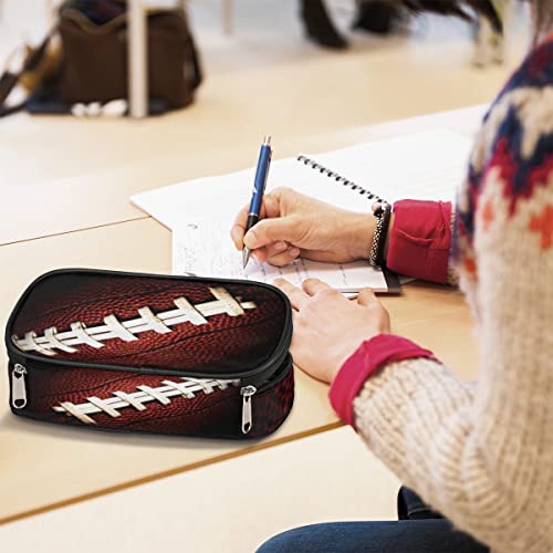 Image of Pardick American Football Big Capacity Pencil Pen Case Football Large Pencil Pouch with Zipper Compartments Pencil Bag for Boys Girls Adults Student Office School Supplies