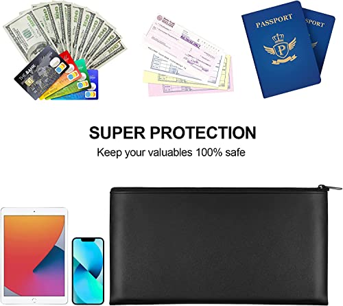 Image of 4Pack Money Bag 11 X 6 inch, Safe Durable Money Bags With Zipper For Cash Waterproof, Coin Money Pouch PU Leather Bank Bag, Bank Bags With Zipper for Checks Makeup Bills Receipts Tool Storage Bag (Black)