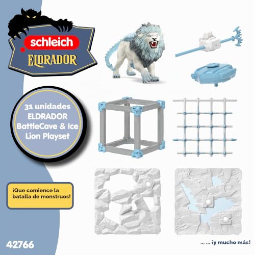 León Hielo BattleCave 42766 schleich ELDRADOR Creatures set de combate coleccionable con 31 piezas 6