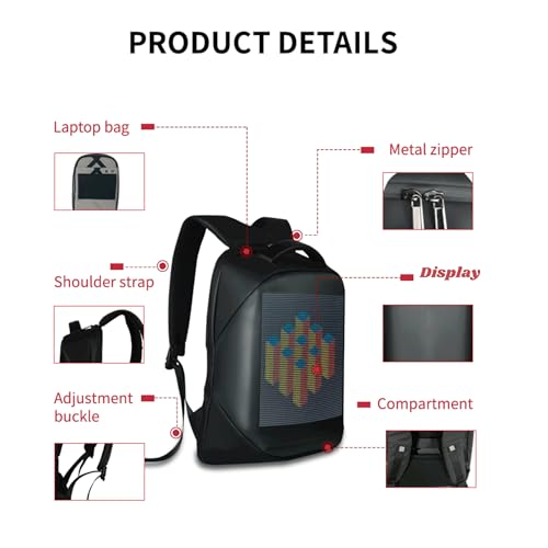 Image of LED Laptop Backpack - Stylish Illuminated Travel Bag for Men & Women, Tech & Everyday Use (BLACK)