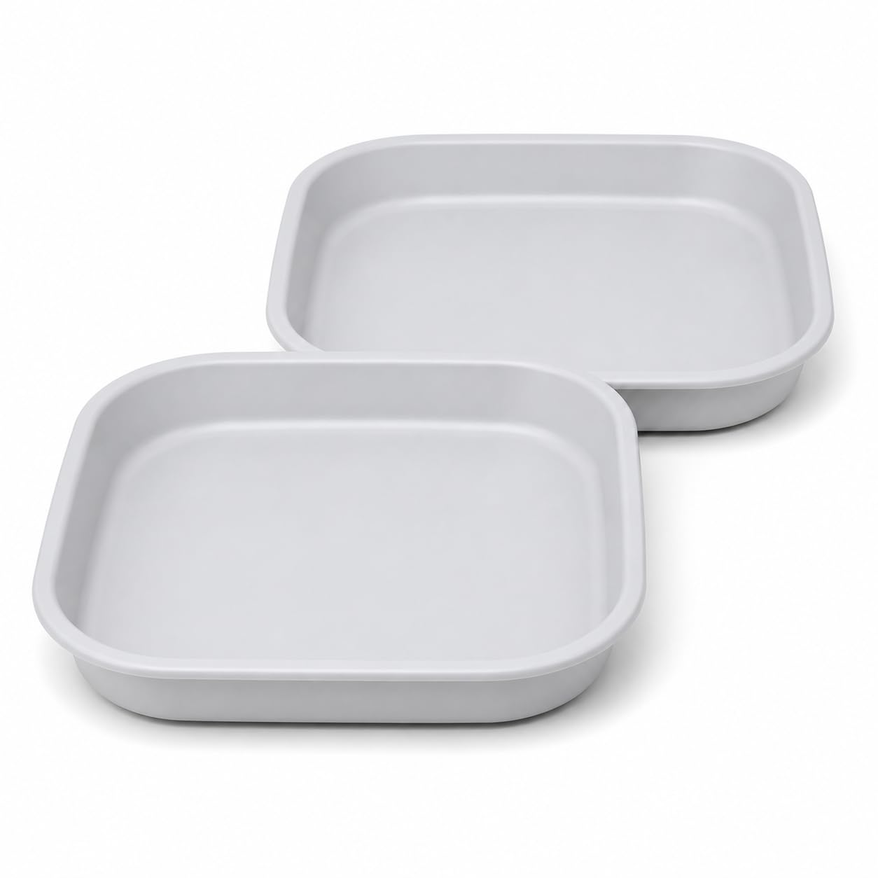 Muddy Hands Pack of 2 UK Made Square Plastic Plant Pot Saucers, Strong Sturdy 3cm Deep Water Drip Trays, Light Grey, 42cm