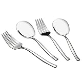 El juego de 4 piezas incluye 1 cuchara de ensalada, 1 tenedor de buffet, 1 cuchara de servir, 1 tenedor de ensalada