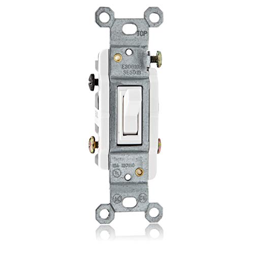 Maxxima 3 Way Toggle Wall Switch On/Off White 15A, Light Switch Wall Plates Included (Pack Of 10) #TOP2