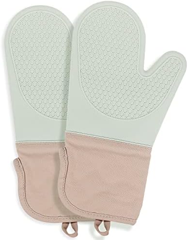 Ofenhandschuhe Aus Silikon Set – Hitzebeständig Bis 230°C, Rutschfest (2 Handschuhe, 2 Topflappen, 2 Fingerschutz)
