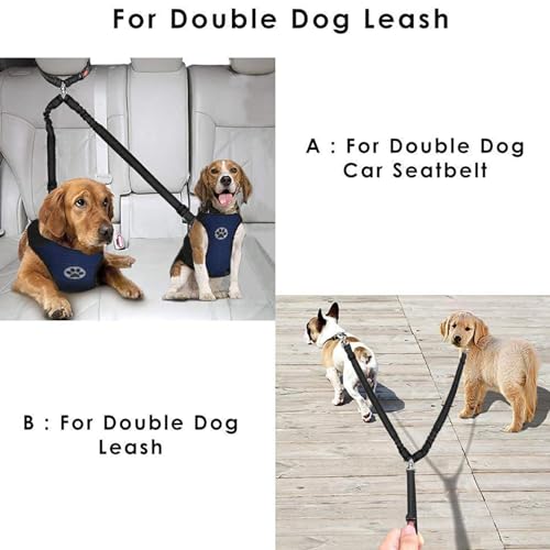 Doppelter Hundesicherheitsgurt Hunde- Autogeschirr mit Schnalle 360 Grad schwenkbar Auto Kopfstütze Rückhaltesystem Sicherheitsgurt Kein Verheddern Hundeleine Welpenleine Splitter für für jedes Auto