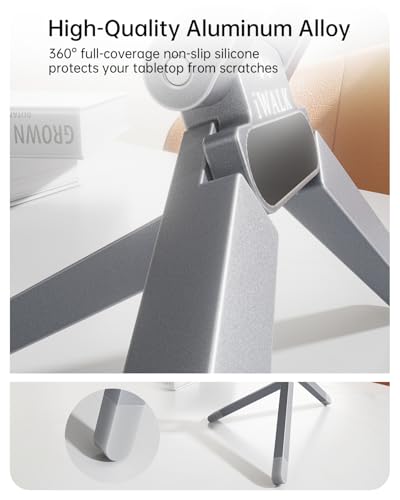 Image of iWALK Magnetic Foldable Metal Phone Stand for iPhone, Strong Magnet Mini Cell Phone Tripod Stand for Vlog, Gym, Travel Essentials Compatible with iPhone 17, 16, 15, 14, 13, 12 Series, Silver