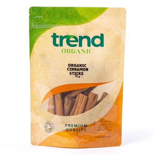 Trend Organic True Ceylon Cinnamon Sticks 70g - Culinary Delight with a Sweet and Warm Flavour Perfect for Baking and Cooking and DIY Festive Holiday Decorations Certified Organic No Additives