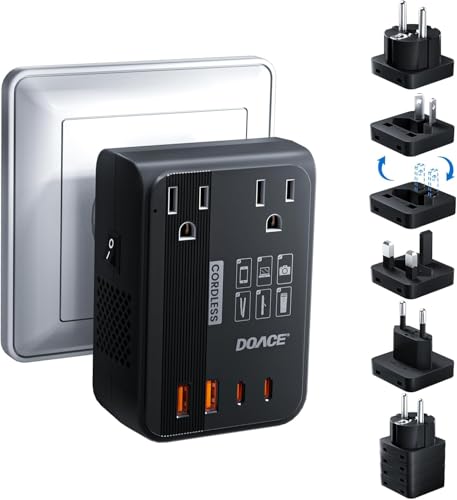 Image of DOACE 350W Voltage Converter US to Europe - 220V to 110V Converter for European Travel, Power Converter Adapter Combo with PD Chargers for Hair Straightener Shaver Toothbrush CPAP Laptop Camera Phone