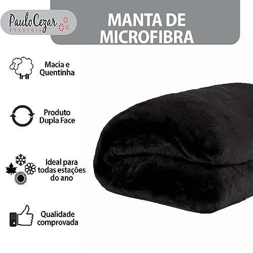 Cobertor Queen Manta Microfibra Fleece 01 Peça (Toque Aveludado) - Preto