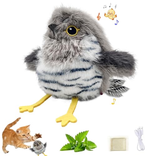 Interactive Cat Toys for Indoor Cats Flying Bird Cat Toy Flapping Bird Cat Toy with Chirping Sound Interactive Flappy Bird Cat Toys Rechargeable Touch Activated Flying Bird Cat Toys For Indoor Cats