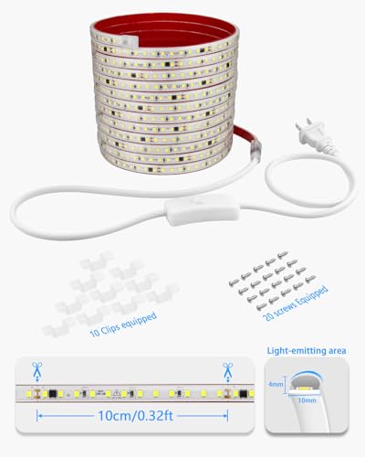 Tira LED blanca fría 110V 6.56ft adhesiva impermeable miniatura 6
