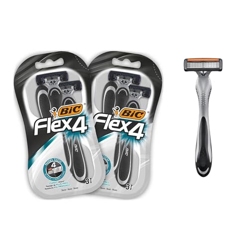 BIC RAZORS Flex4 Maquinillas Desechables Para Hombre Color Negro   Pack de 2