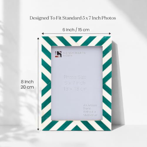 Image of Handicrafts Home Mint 5x7 Picture Frame Set of 2, Vintage Photo Frames for Wall or Tabletop Display, Family Wall Decor, Gallery Wall Frame Set, Wall Display-Resin Inlay, Candy Cane Collection.
