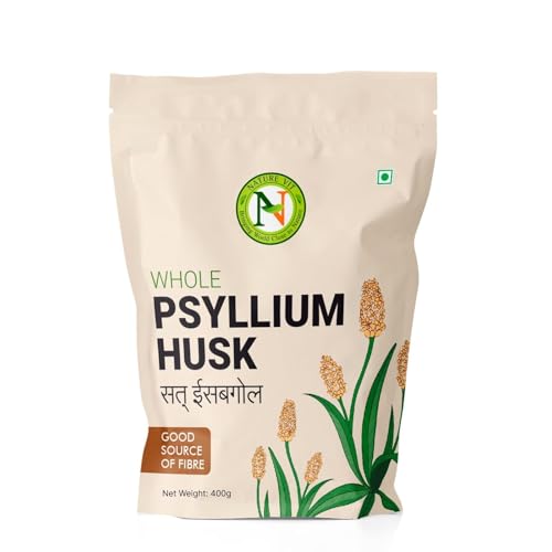 Image of NatureVit Psyllium Whole Husk, 400g [Sat Isabgol] [Fiber Supplement, Perfect for Keto Bread and Gluten Free Baking]