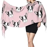  LINGF bufandas y chales para mujer,bufandas para mujer,chal de bufanda de invierno cálido,bufanda elegante de moda para mujer,bulldog francés rosa de 27 x 77 pulgadas
