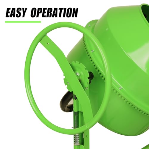 Cimcame Electric Concrete Mixer 6.4 Cu Ft Portable Wheelbarrow Cement Mixing Machine for Stucco Mortar Seeds